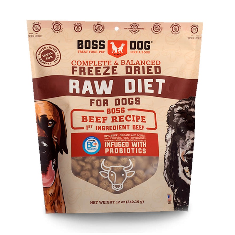 'BUNDLE DEAL w FREE FD TREATS': Boss Dog Beef Grain-Free Freeze-Dried Raw Dog Food 12oz