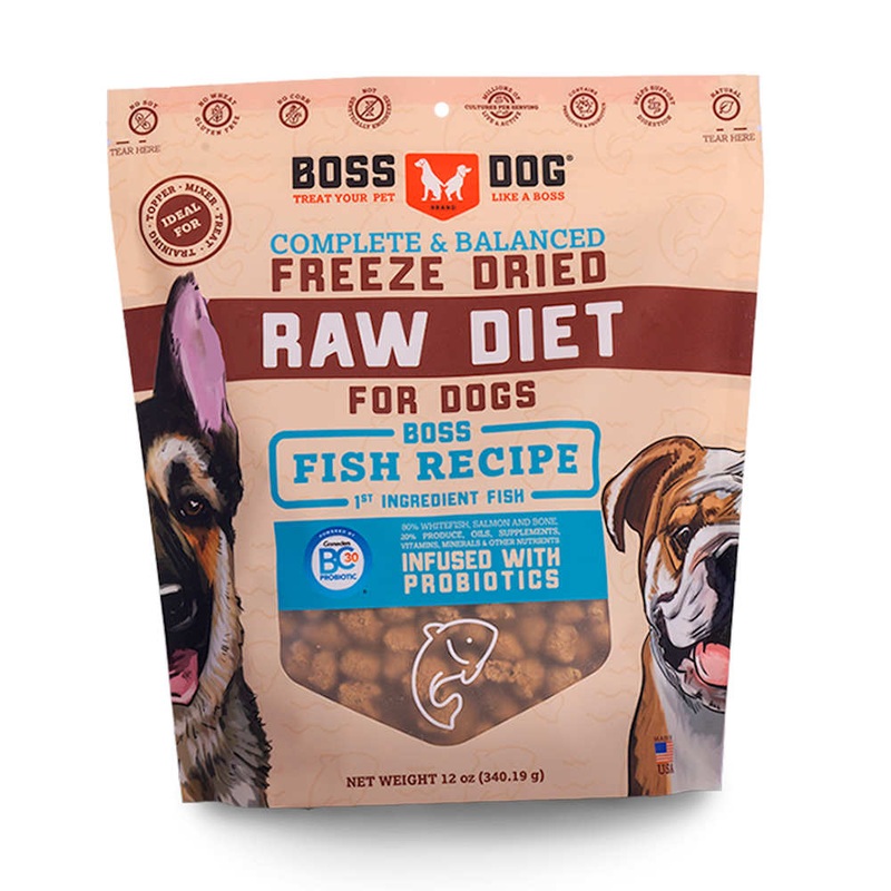 'BUNDLE DEAL w FREE FD TREATS': Boss Dog Fish Grain-Free Freeze-Dried Raw Dog Food 12oz