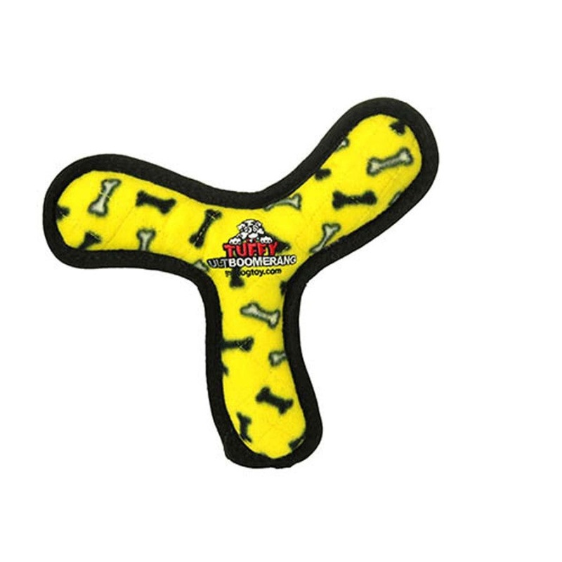 Tuffy Ultimate Boomerang Dog Toy Bone Yellow 11 in