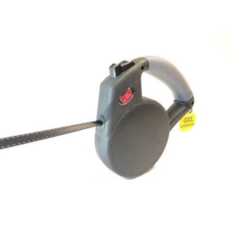 Wigzi Gel Handle Reflective Tape Retractable Leash Large Black
