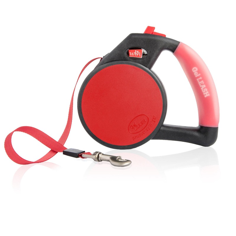 Wigzi Gel Handle Reflective Tape Retractable Leash Large Red