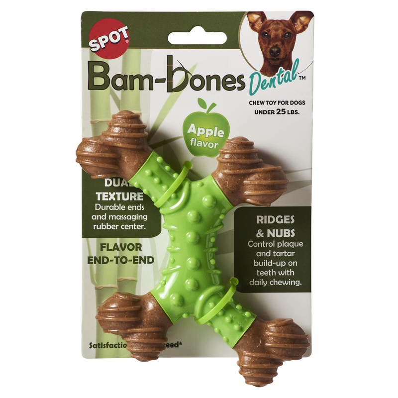 Bam-Bone Dental X-Bone Dog Toy Green/Brown 6 in (D)