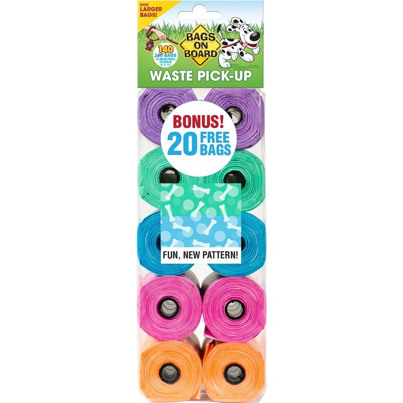 Bags on Board Waste Pick-up Bags Refill Green, Purple, Pink, Blue 140 Count