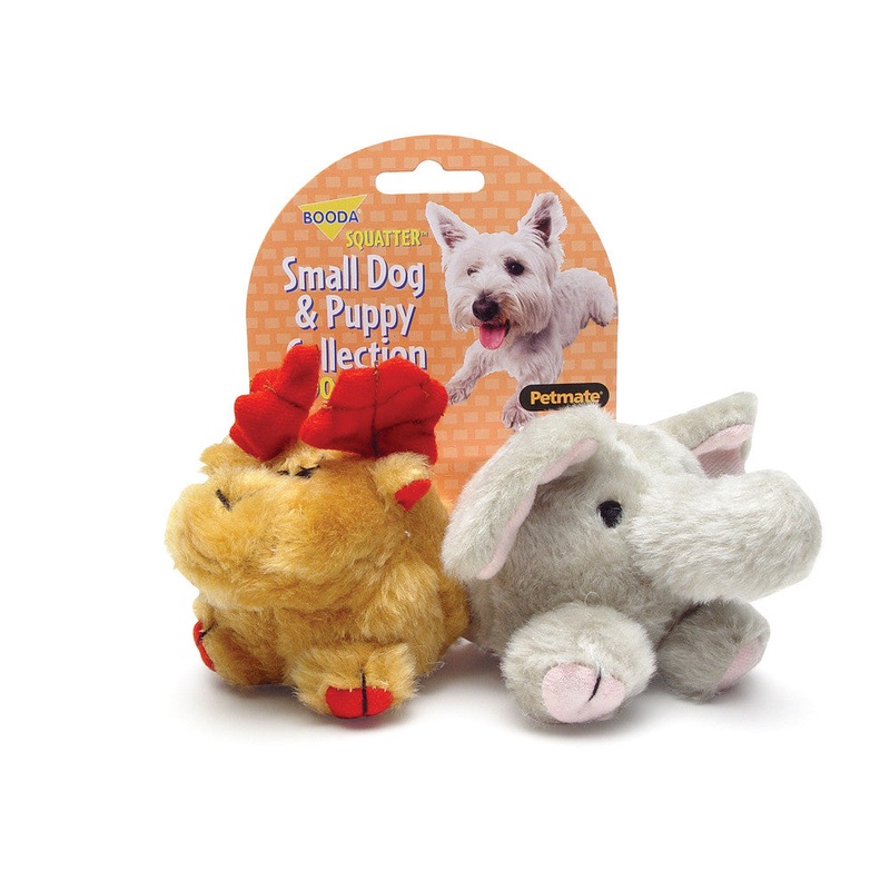 Booda Squatter Moose/Elephant Small Dog & Puppy Toy Multi-Color SM 2pk