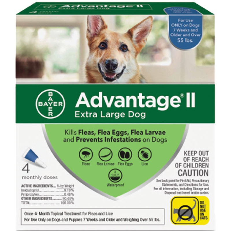 Advantage Ii Dog Extra Large 55+lb Blue 4 Pack