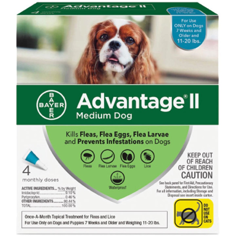 Advantage Ii Dog Medium 11-20lb Teal 4 Pack