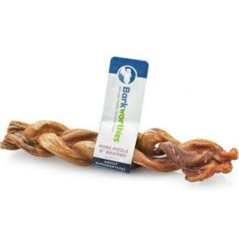 Barkworthies Dog Pizzle Braided Pork 6in !{L-x} C= - Box6