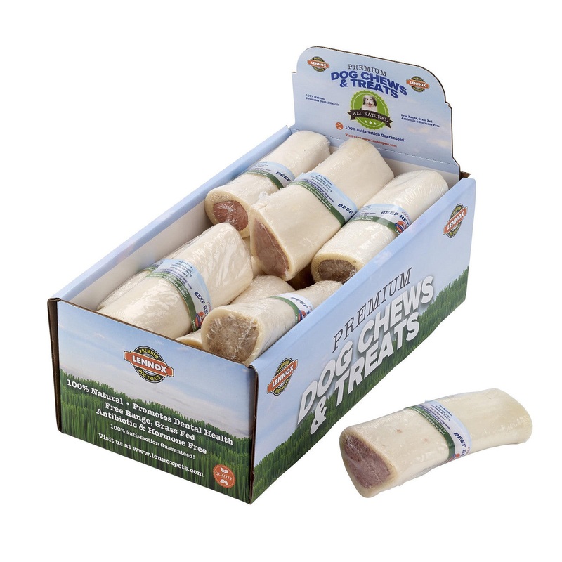 White Beef Bone Peanut Butter Filled Large 6-7" 12 count
