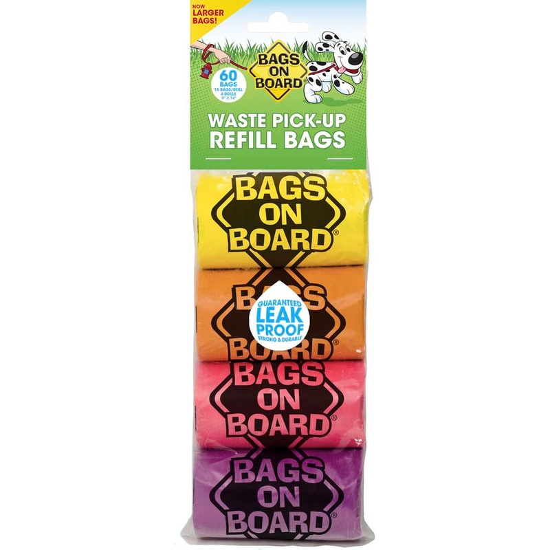 Bags on Board Waste Pick-up Bags Refill Yellow, Pink, Purple, Blue 60 Count