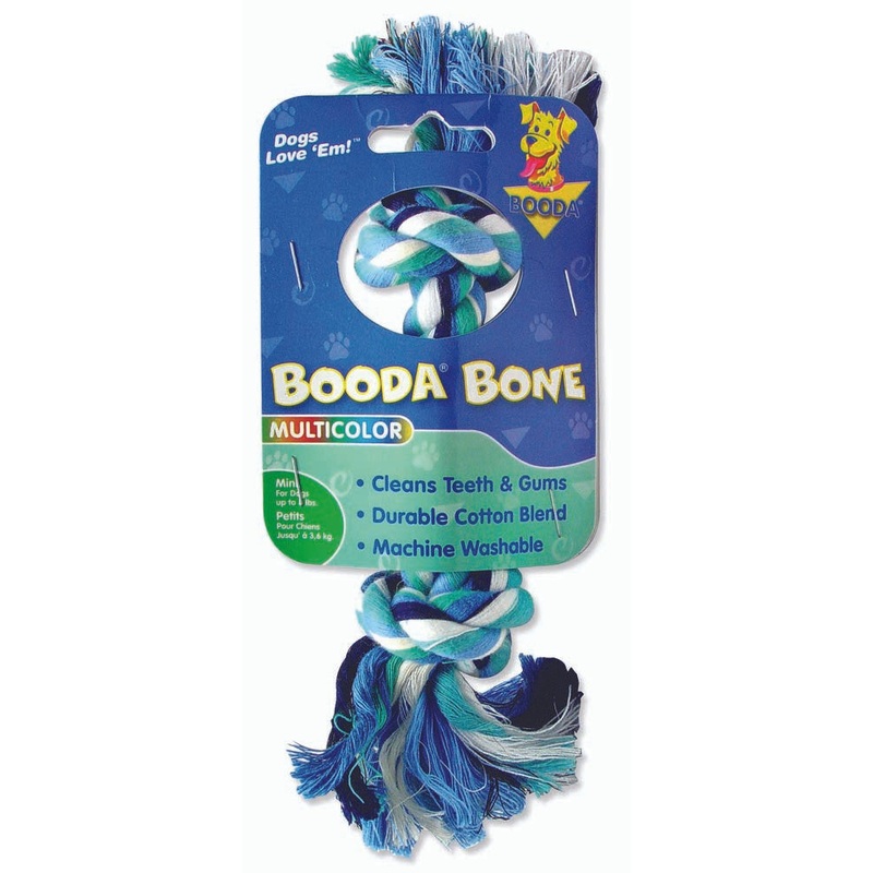 Booda 2-Knot Rope Bone Dog Toy Multi-Color XS
