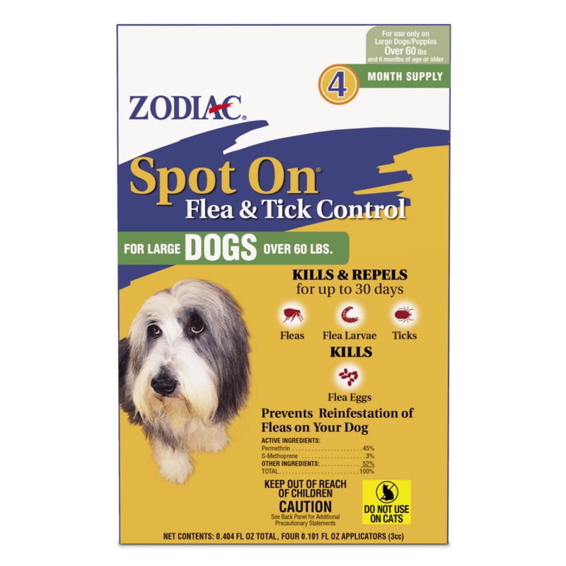 Zodiac Spot On Flea & Tick Control Large Dogs Over 60 Pounds 4 Pack