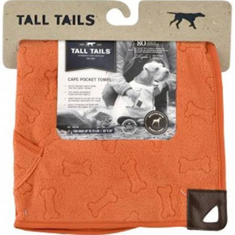 Tall Tails Dog Cape Towel Orange Bone 27x27 {L-x}