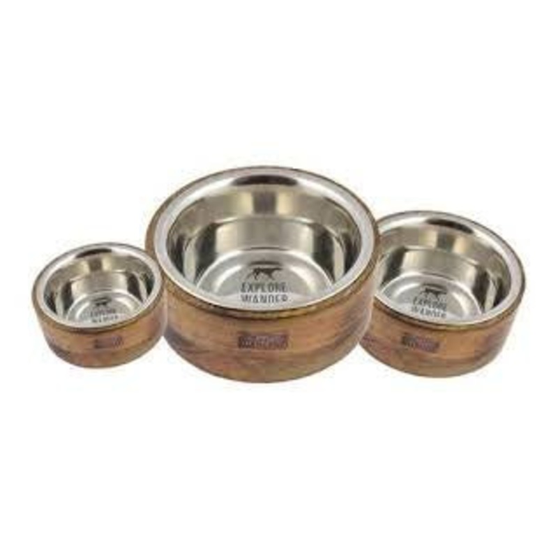 Tall Tails Dog Stainless Steel Wood Bowl 1 Cup {L-x}