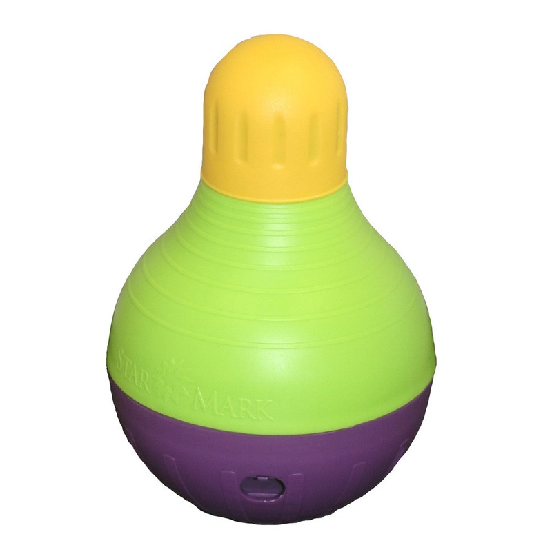 Starmark Bob-A-Lot Treat Dispensing Dog Toy Purple/Green/Yellow LG