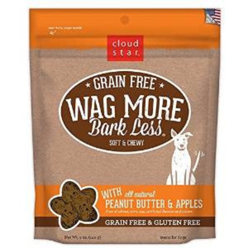 Wag More Bark Less Grain Free Soft & Chewy Treats with Peanut Butter & Apples 5Z {L+1x} 938146