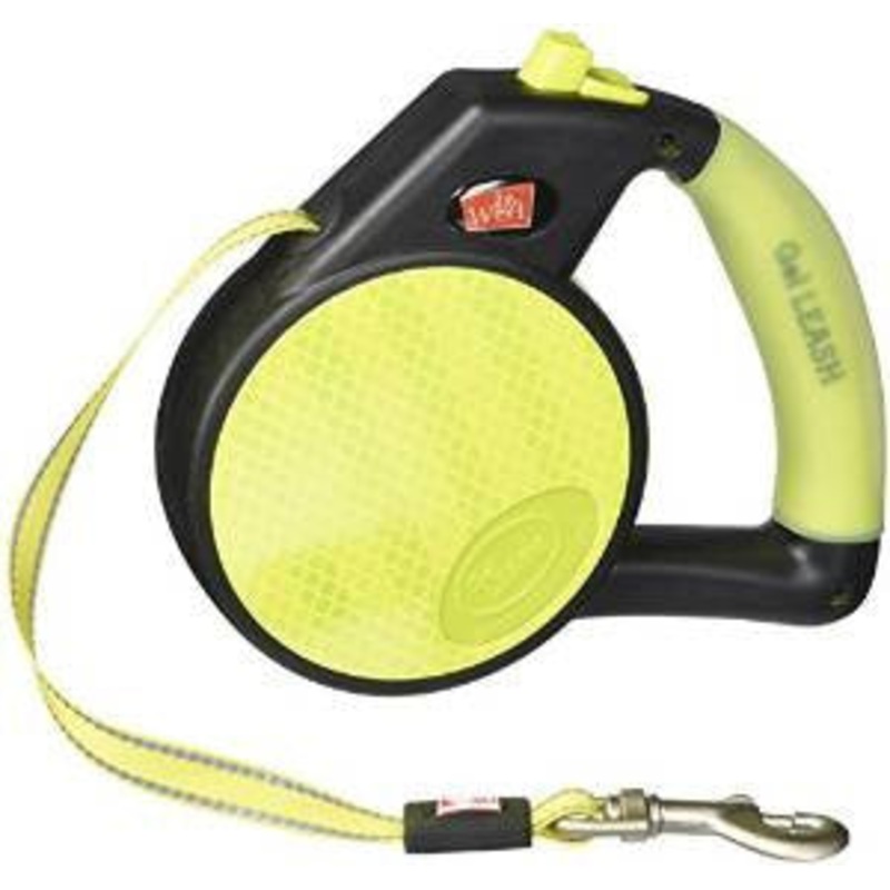Wigzi Gel Handle Reflective Tape Retractable Leash Medium Yellow {L-x} 748061