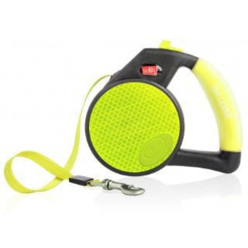 Wigzi Gel Handle Reflective Tape Retractable Leash Small Yellow {L-x} 748060