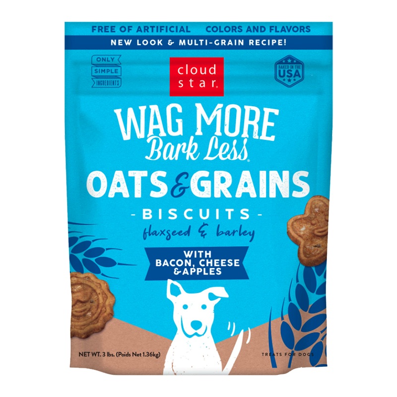 Wag More Bark Less Original Oven Baked Treats with Bacon, Cheese and Apples 3lb {L+1x} 938083