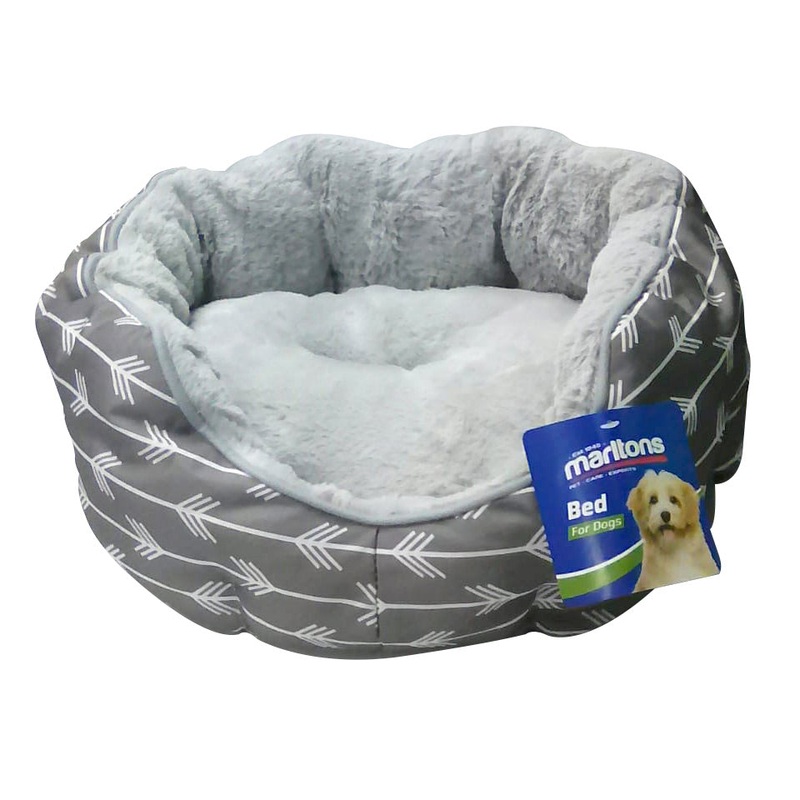 Marltons Grey Plush Bed for Dogs & Cats