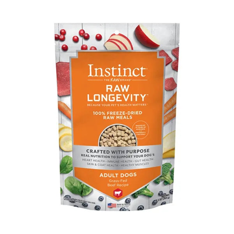 Instinct Raw Longevity 100% Freeze-Dried Raw Meals For Dogs - Grass-Fed Beef Recipe