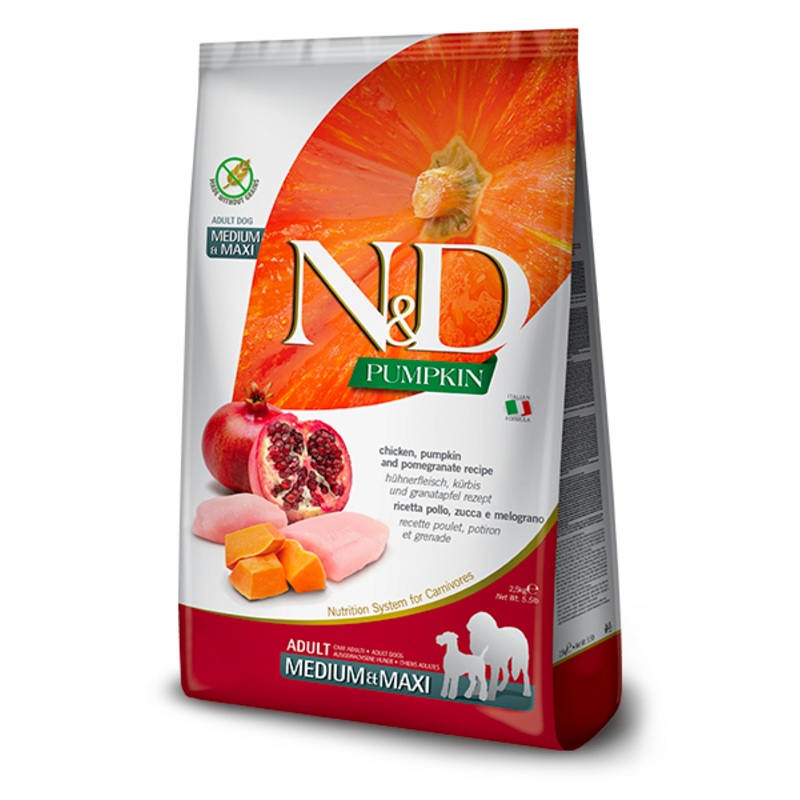 Farmina N&D Pumpkin Canine Adult Medium & Maxi Dog Food Formula - Chicken and Pomegranate