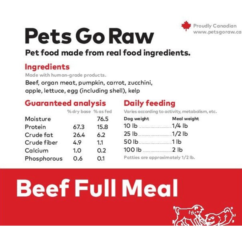 Pets Go Raw Beef Full Meal