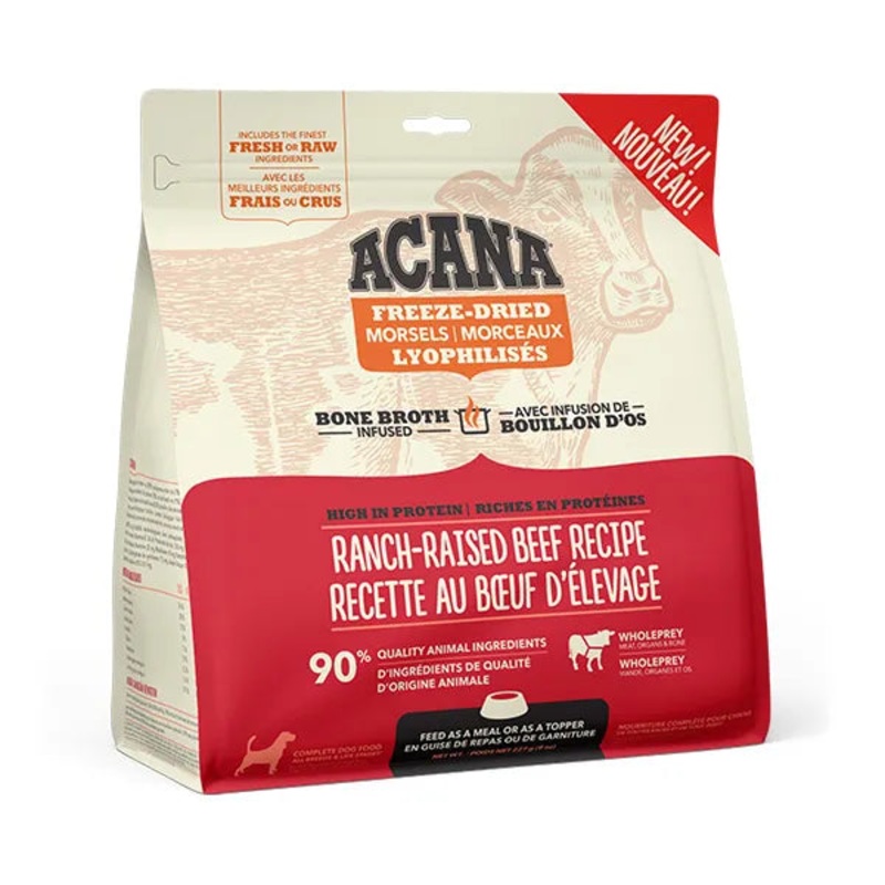 Acana Bone Broth Infused Freeze-Dried Morsels for Dogs - Ranch Raised Beef Recipe