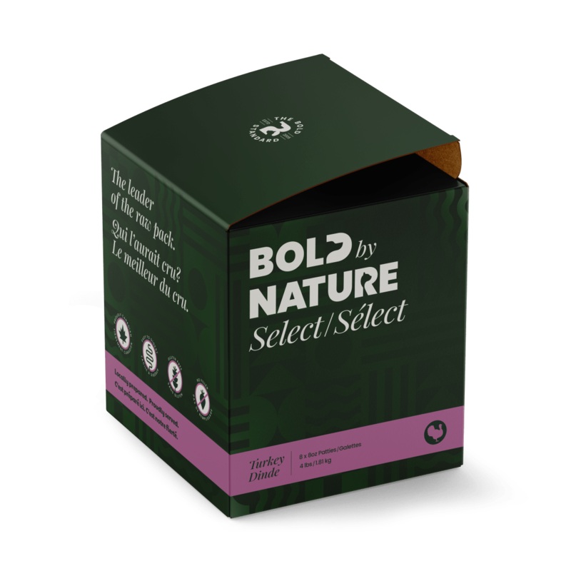 Bold By Nature Select Raw Turkey for Dogs - Patties - 4lb