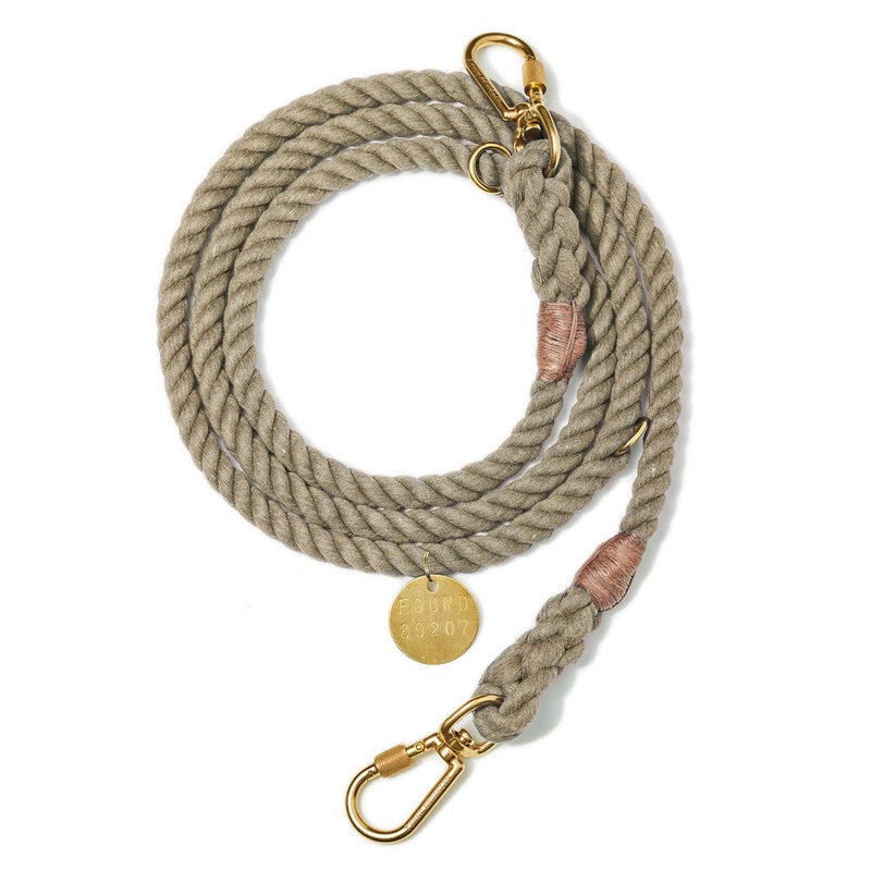 Found My Animal Dark Tan Adjustable Rope Leash for Dogs