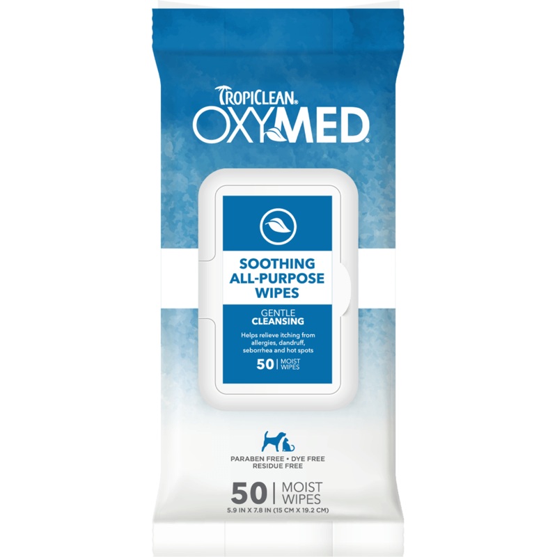 TropiClean OxyMed Soothing Relief Wipes - 50 Pack