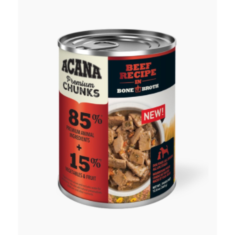 Acana Premium Chunks - Beef Recipe in Bone Broth Canned Dog Food (12.8oz/363g)