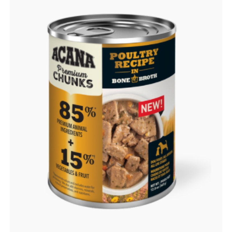 Acana Premium Chunks - Poultry Recipe in Bone Broth Canned Dog Food (12.8oz/363g)