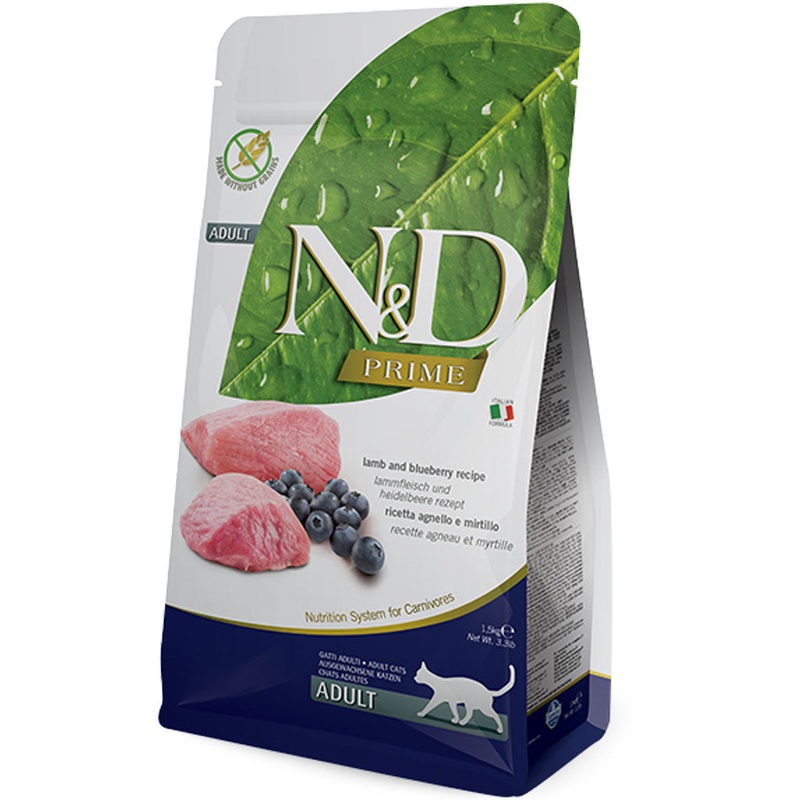 Farmina N&D Prime - Lamb & Blueberry GF Adult Cat Food (1.5kg/3.3lb)
