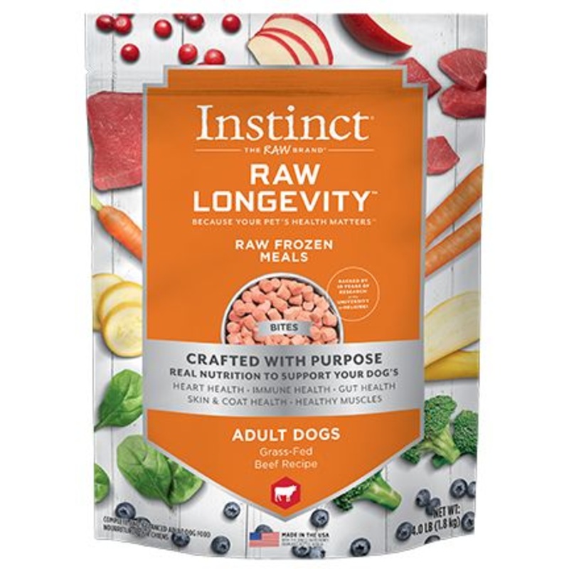 Instinct Longevity Frozen Raw Beef Bites Adult Dog Food (1.8kg/4lb)