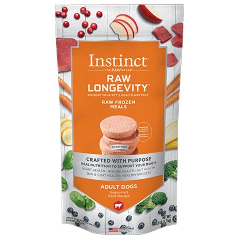 Instinct Longevity Frozen Raw Beef Patties Adult Dog Food (2.7kg/6lb)