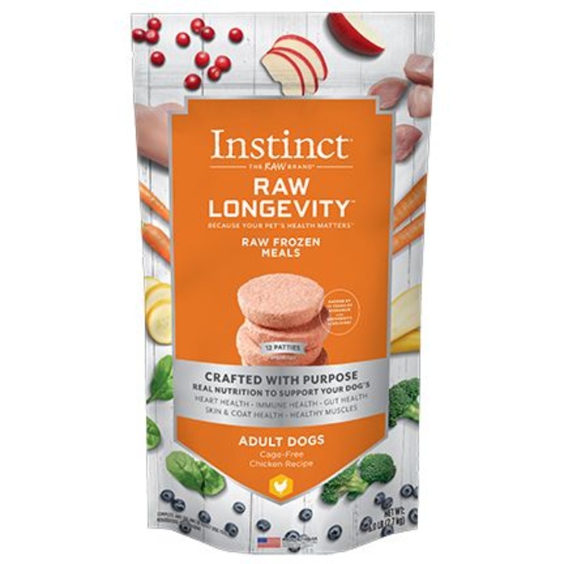 Instinct Longevity Frozen Raw Chicken Patties Adult Dog Food (2.7kg/6lb)