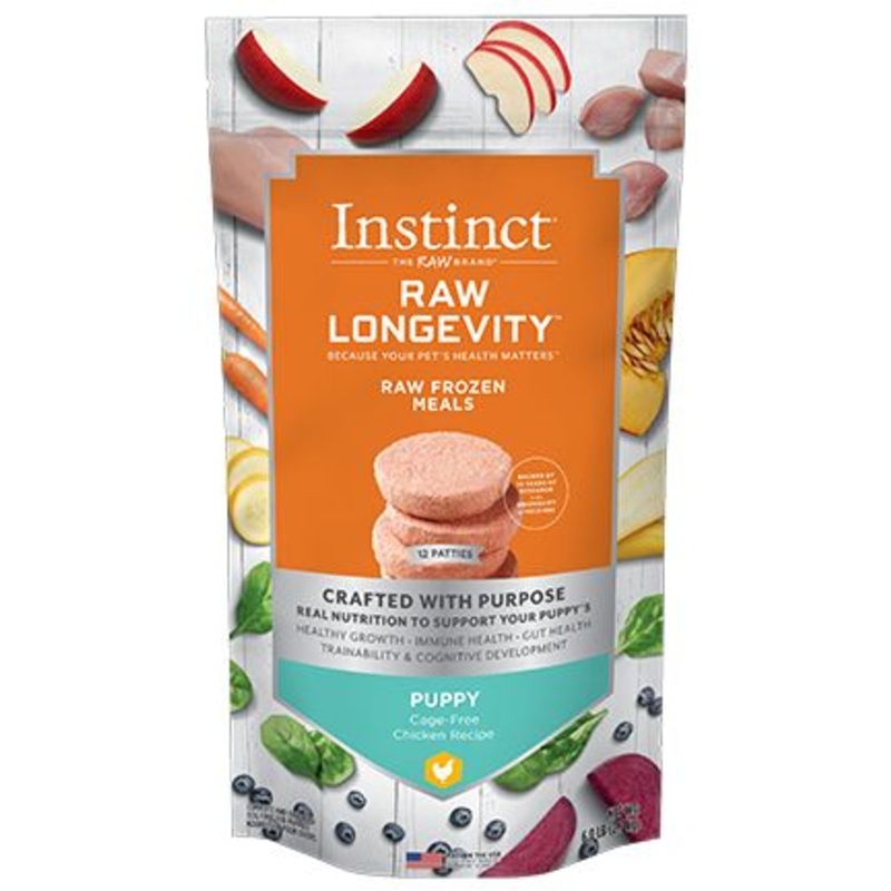 Instinct Longevity Frozen Raw Chicken Patties PUPPY Dog Food (2.7kg/6lb)