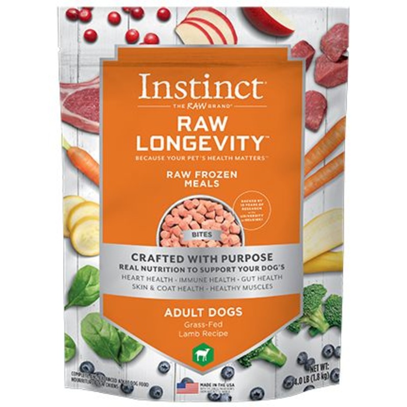 Instinct Longevity Frozen Raw Lamb Bites Adult Dog Food (1.8kg/4lb)
