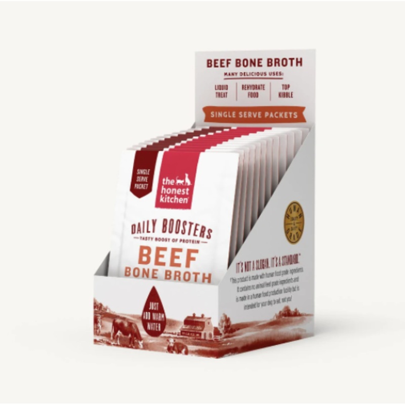 The Honest Kitchen Daily Boosters Instant Beef Bone Broth with Turmeric - Single Serve Packs (0.12oz/3.5g)