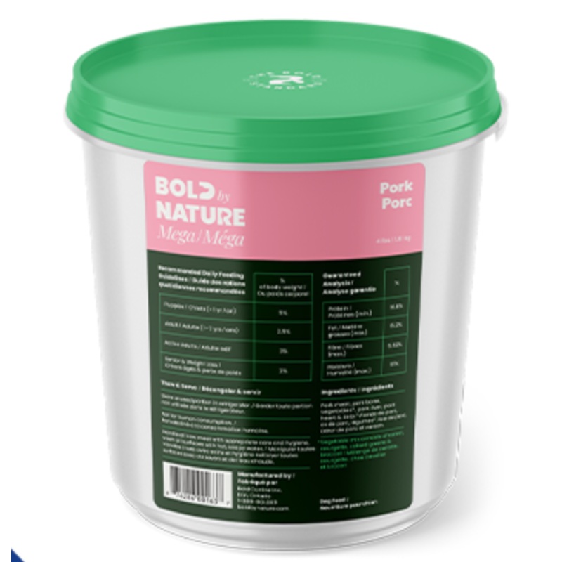 Bold by Nature - Mega TUB Frozen Pork Dog Food (1.81kg/4lb)