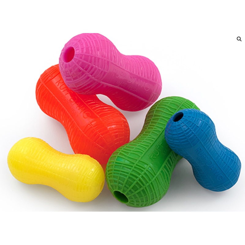 RuffDawg Rubber Peanut Dog Toy - Assorted Colours (6.5")