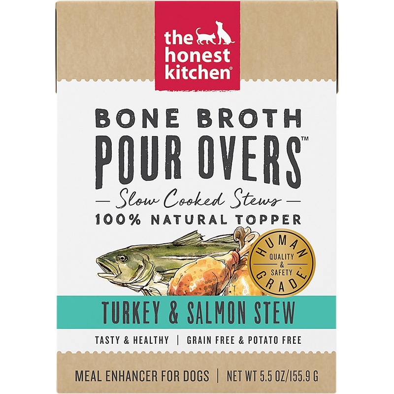 The Honest Kitchen Dog Pour Over Bone Broth & Turkey & Salmon Stew (5.5oz/155.9g)