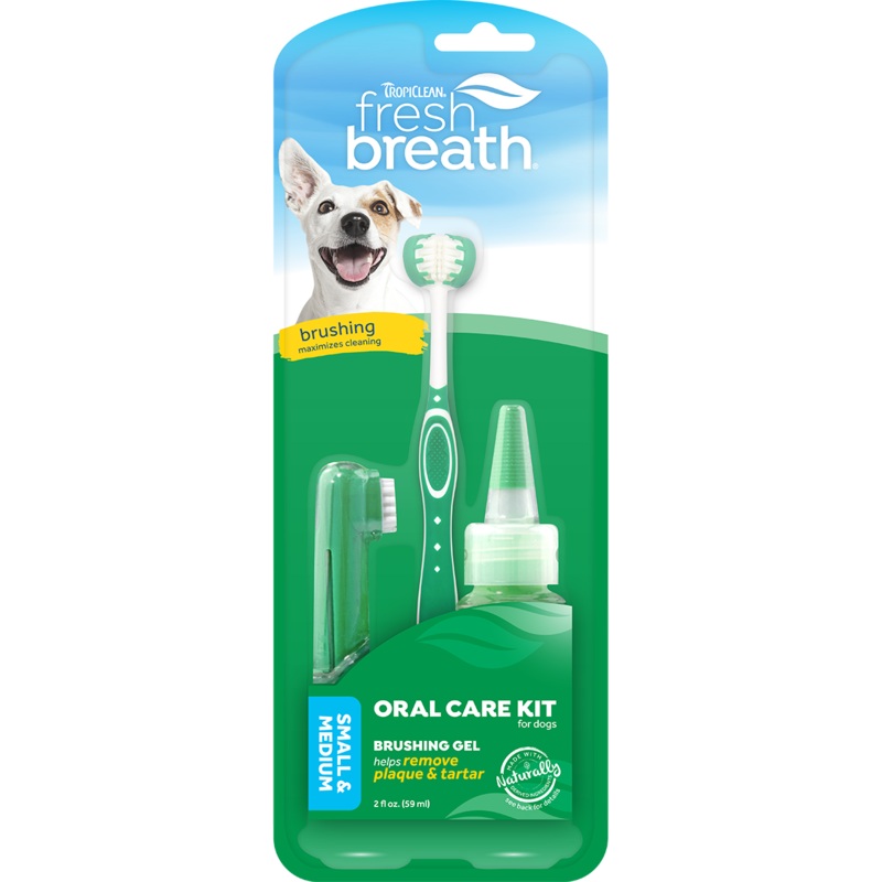 TropiClean Fresh Breath Oral Care Kit for Small & Medium Dogs (2oz/59ml)