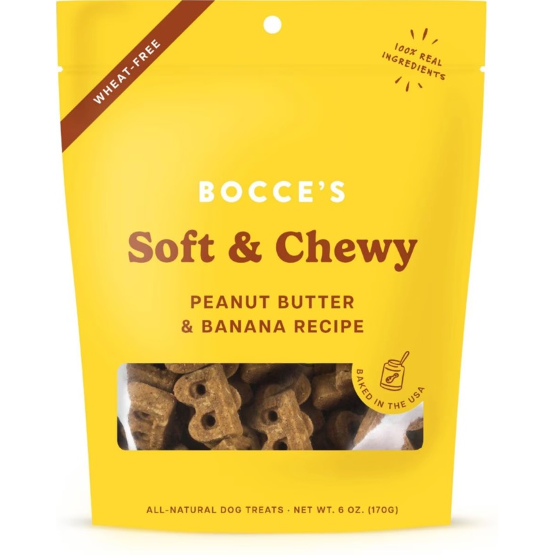Bocce's Bakery Soft & Chewy Peanut Butter & Banana Dog Treats (6oz/170g)