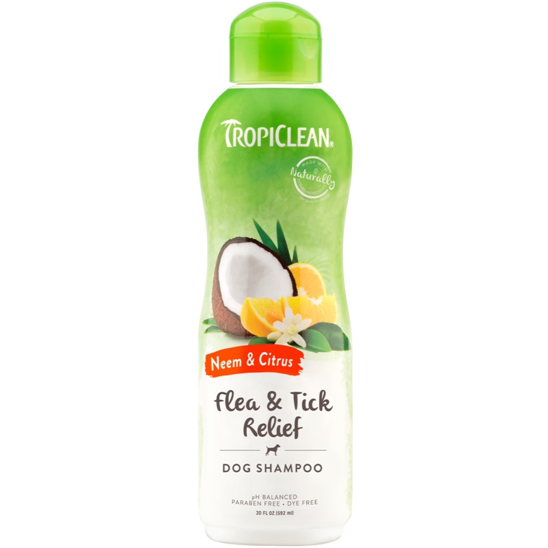 TropiClean Flea & Tick Relief - Neem and Citrus Shampoo (20oz/592ml)