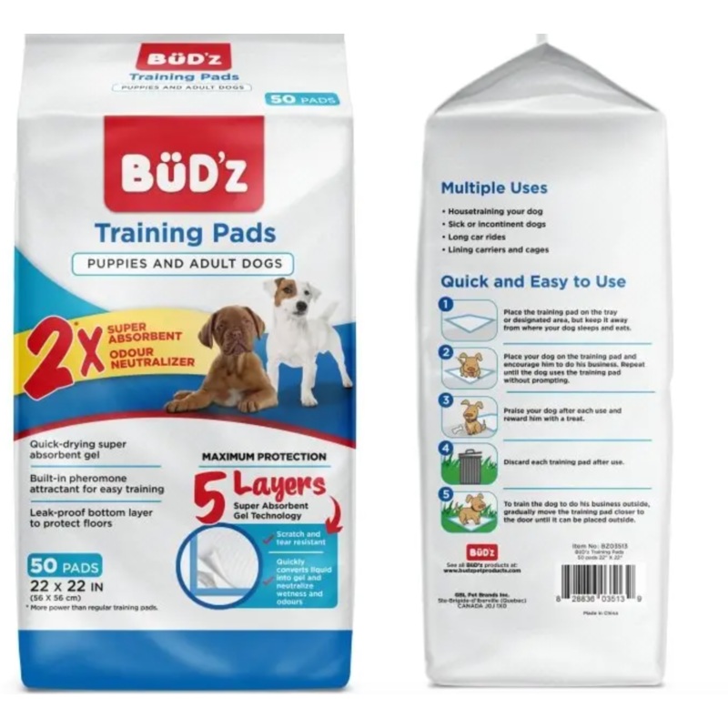 Bud'z Disposable Puppy Training Pads - 22"x22" (50pk)