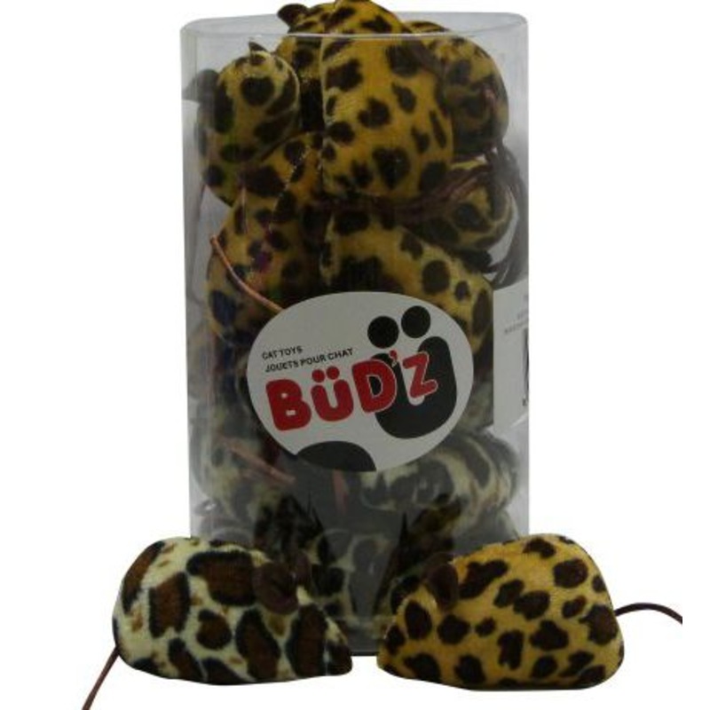 Bud'z White/Beige Leopard Spotty Mouse Cat Toy
