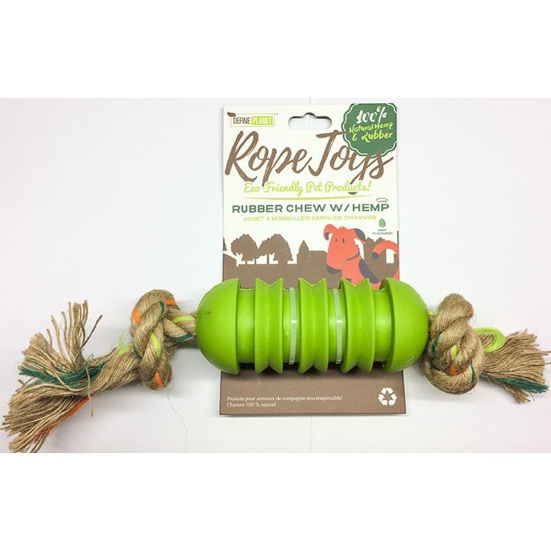 Define Planet Rope & Rubber Chew with Hemp Dog Toy