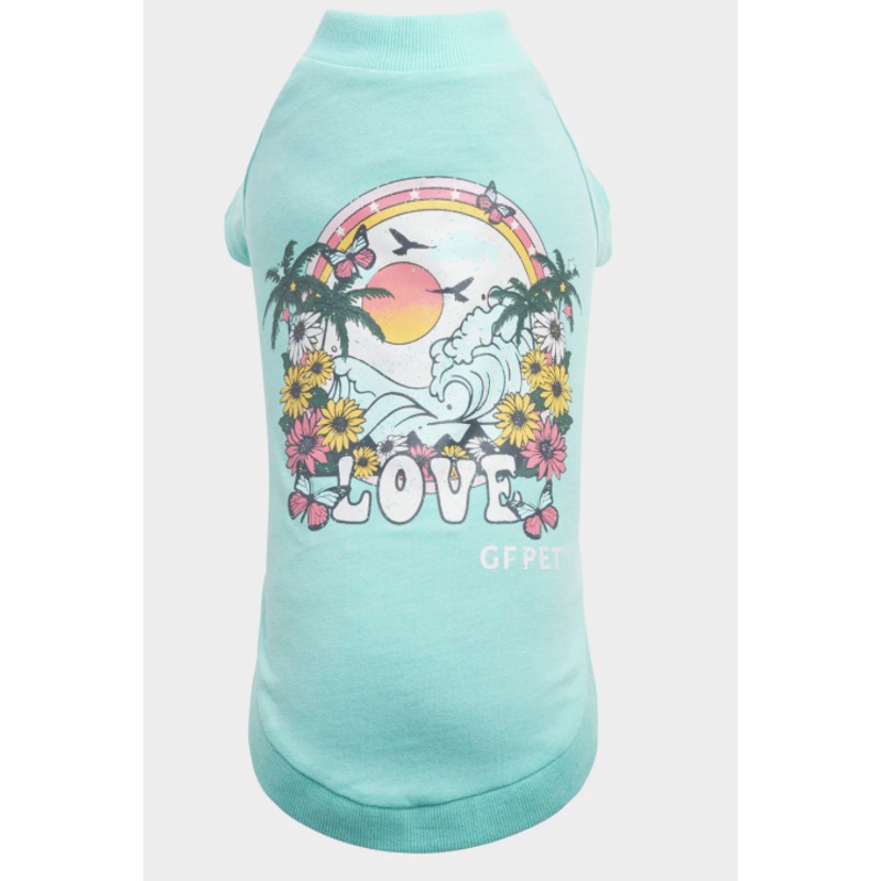 GF Pet "Love" Graphic Tee - Heather Aqua