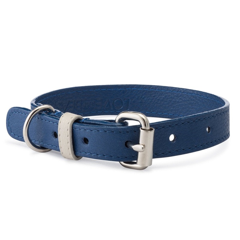 Love Thy Beast Pebble Leather Collar - Cobalt